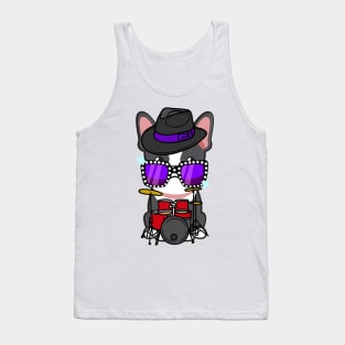 Cute French Bulldog jamming on the drums Tank Top